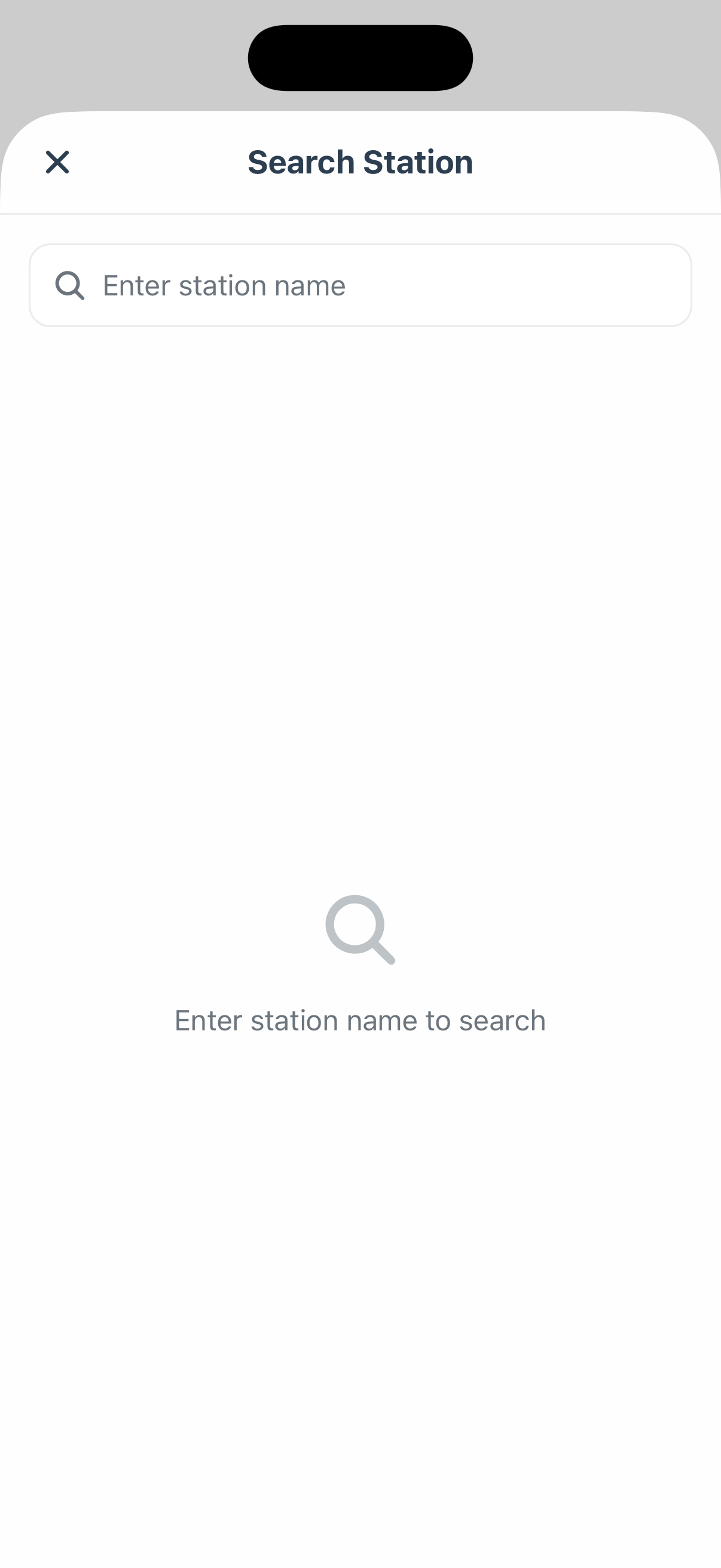 Screenshot of the station search feature